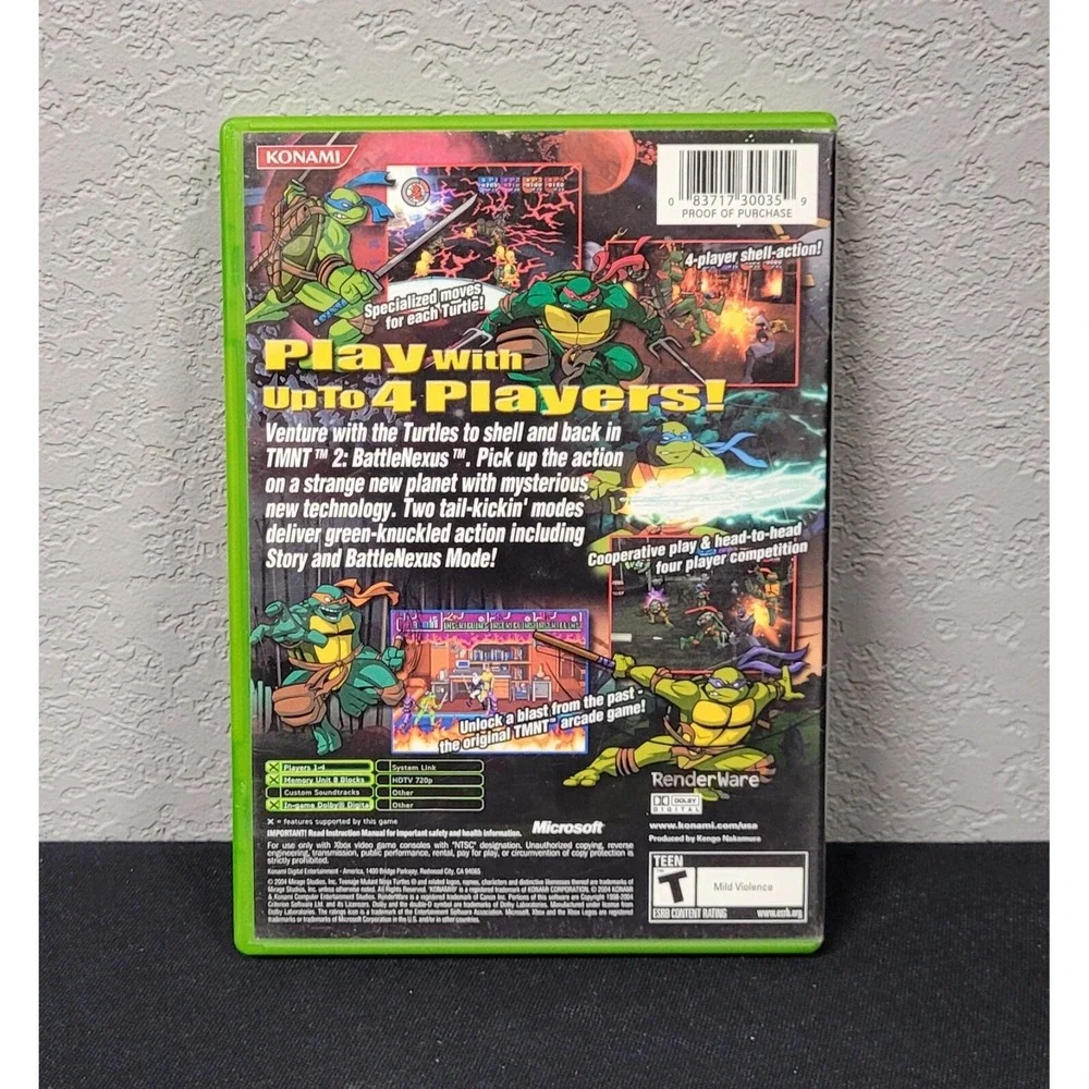 Teenage Mutant Ninja Turtles 2 BattleNexus (Microsoft Xbox, 2004) Video Game